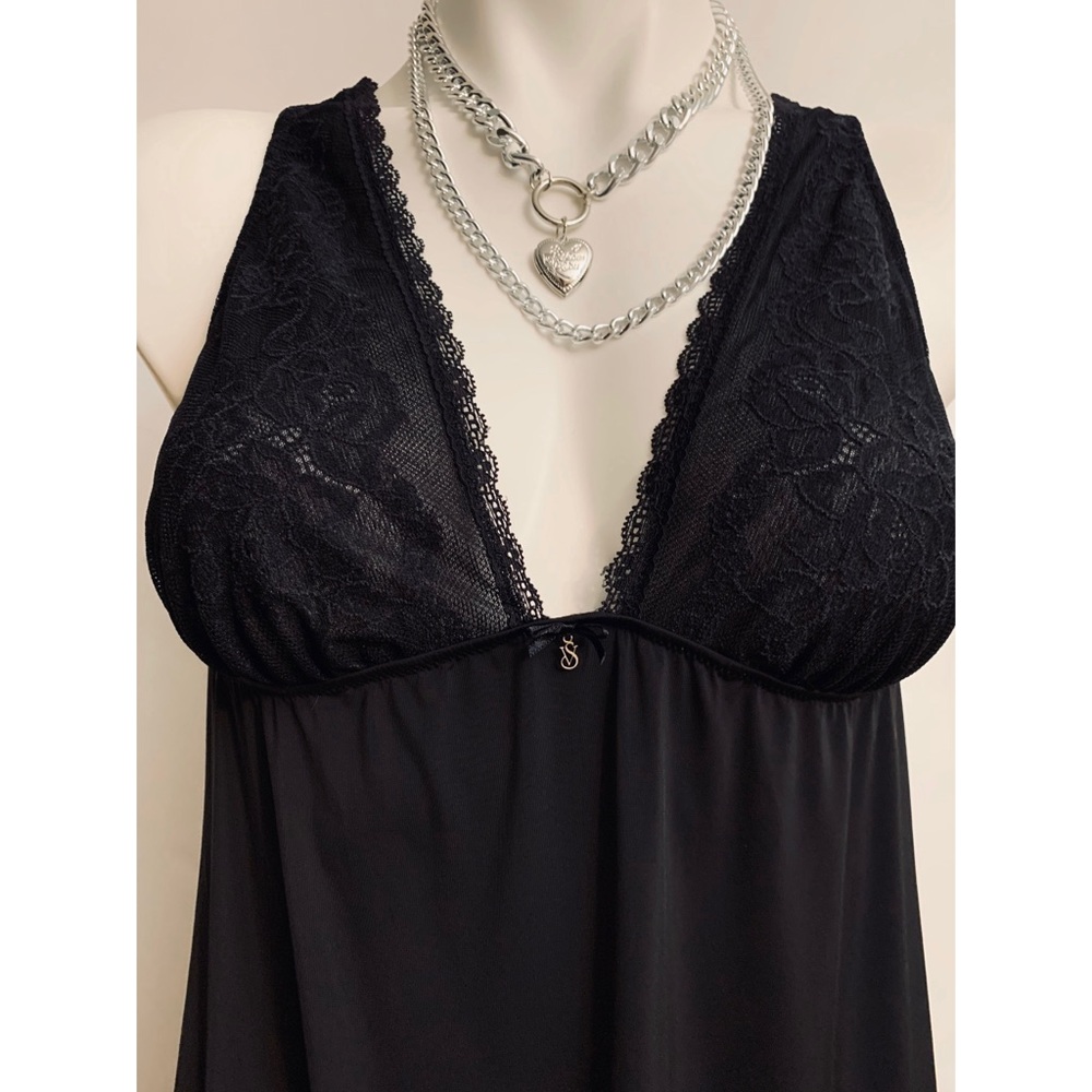 Victoria Secret Lace Panel Slip Black Chemise - Picture 6 of 7